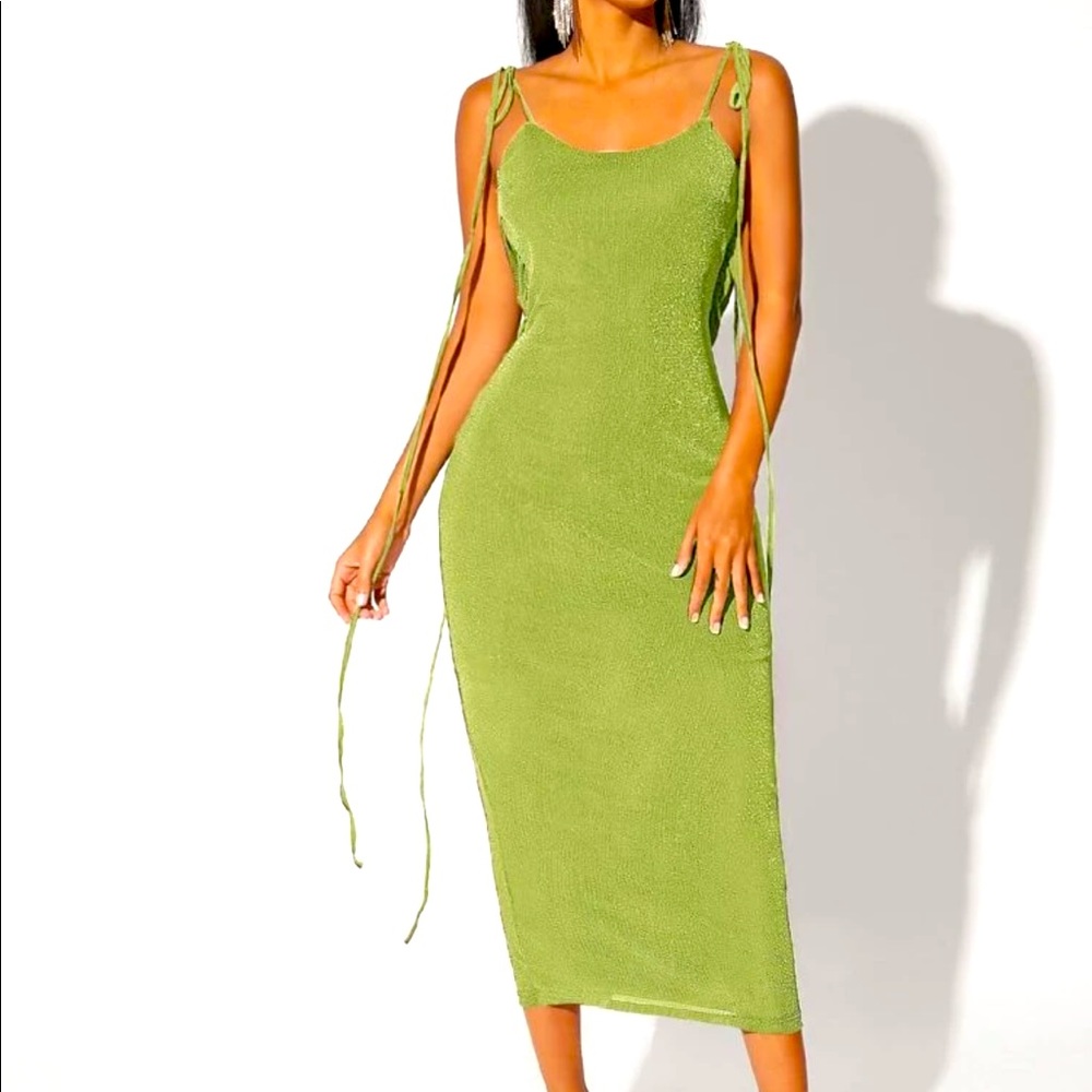Green low back dress